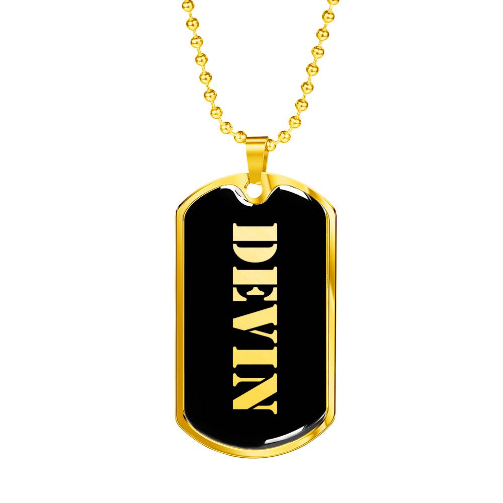 Devin v2 - 18k Gold Finished Luxury Dog Tag Necklace