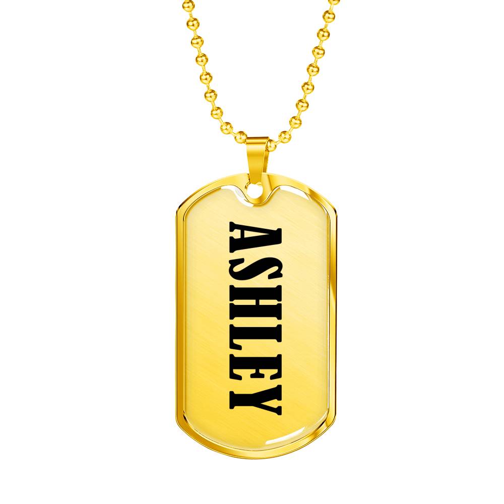 Ashley v01 - 18k Gold Finished Luxury Dog Tag Necklace