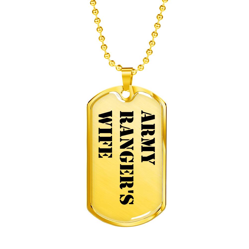Army Ranger's Wife - 18k Gold Finished Luxury Dog Tag Necklace