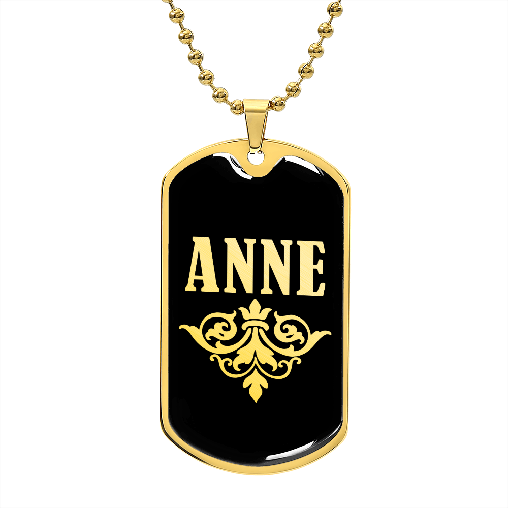 Anne v02a - 18k Gold Finished Luxury Dog Tag Necklace
