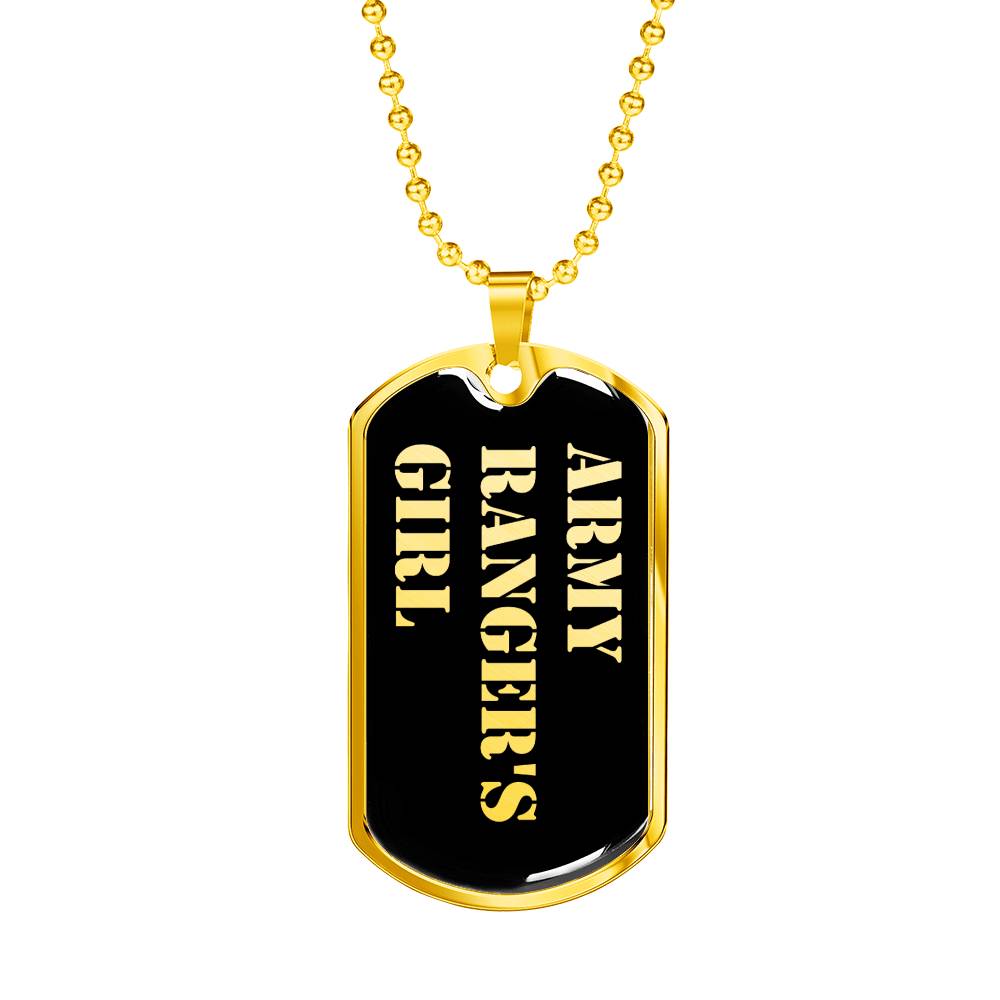 Army Ranger's Girl v2 - 18k Gold Finished Luxury Dog Tag Necklace