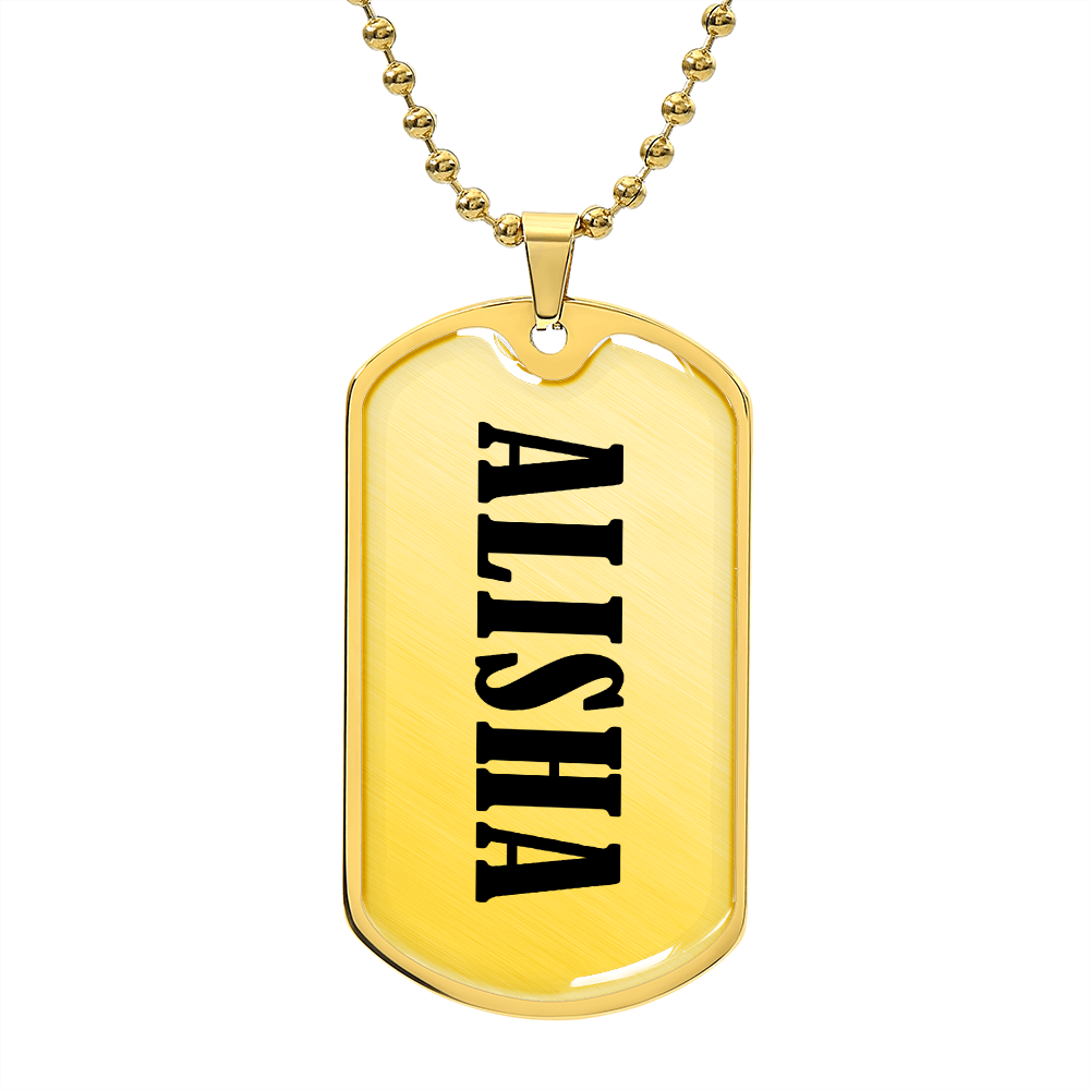 Alisha v01 - 18k Gold Finished Luxury Dog Tag Necklace
