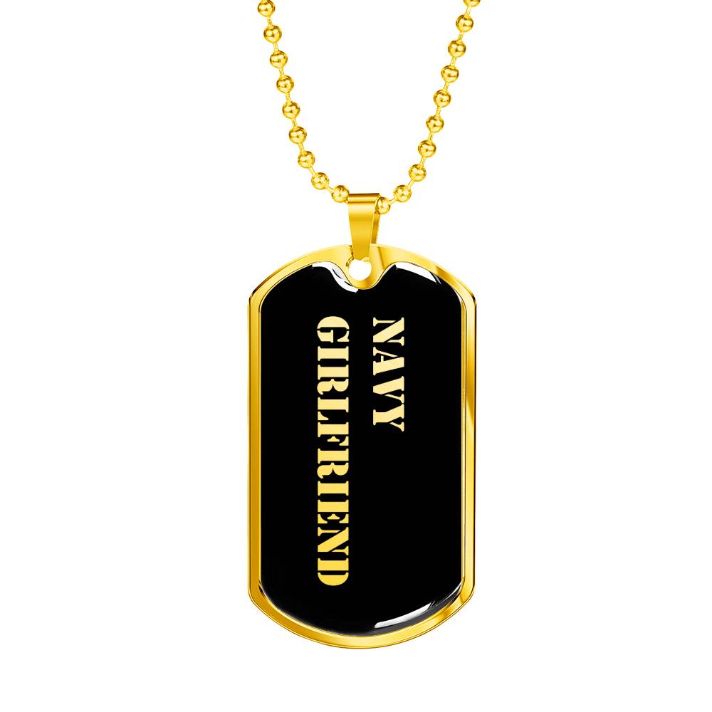 Navy Girlfriend v2 - 18k Gold Finished Luxury Dog Tag Necklace