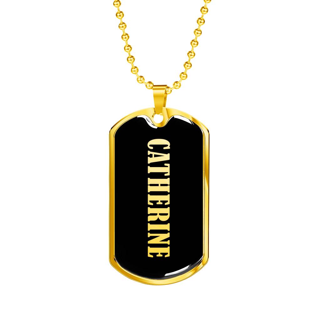 Catherine v02 - 18k Gold Finished Luxury Dog Tag Necklace