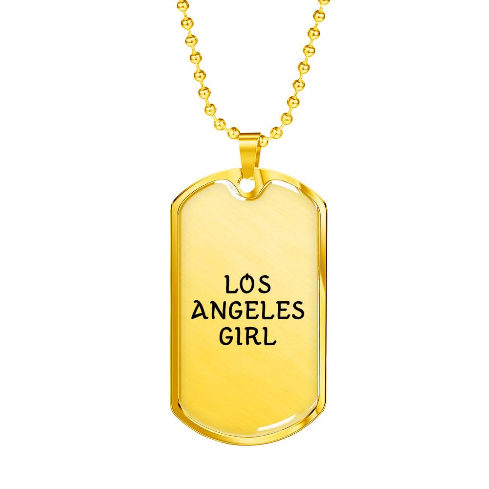 Los Angeles Girl - 18k Gold Finished Luxury Dog Tag Necklace