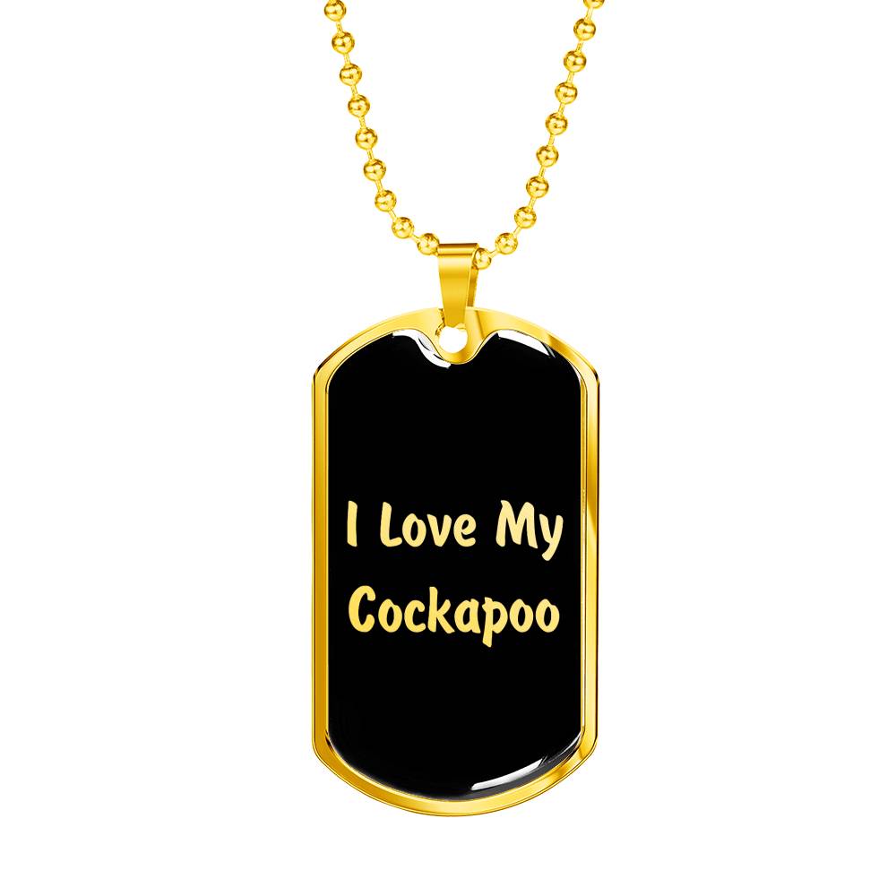 Love My Cockapoo v5 - 18k Gold Finished Luxury Dog Tag Necklace