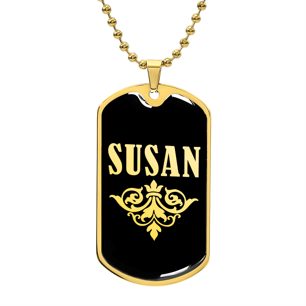 Susan v02a - 18k Gold Finished Luxury Dog Tag Necklace