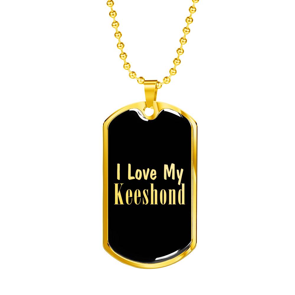 Love My Keeshond v2 - 18k Gold Finished Luxury Dog Tag Necklace
