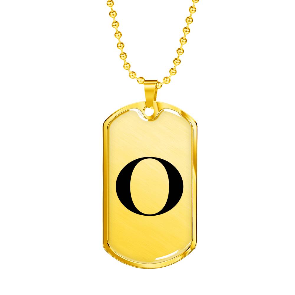Initial O v1a - 18k Gold Finished Luxury Dog Tag Necklace