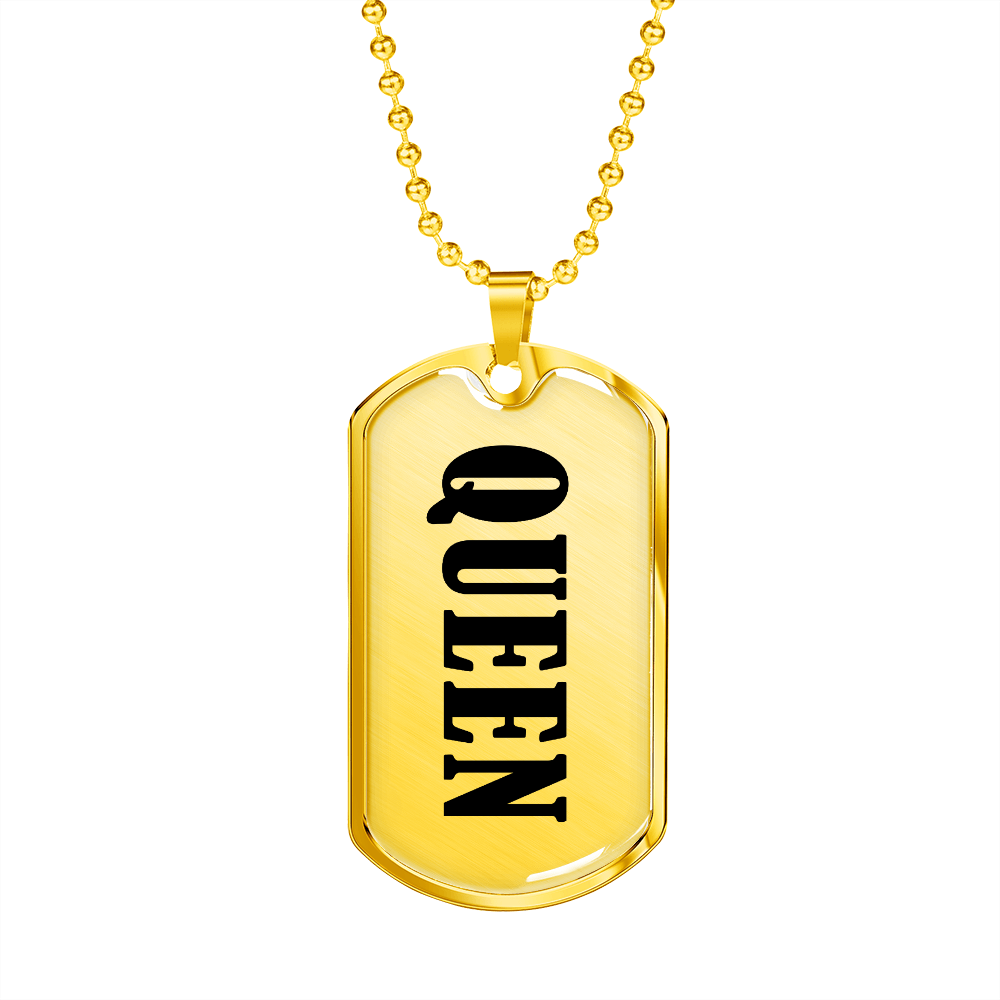Queen v01 - 18k Gold Finished Luxury Dog Tag Necklace