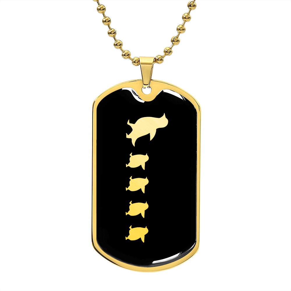 Mama Penguin With 4 Chicks v2 - 18k Gold Finished Luxury Dog Tag Necklace