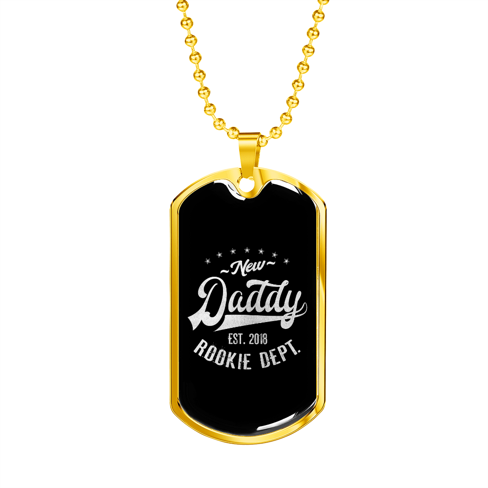 Rookie Dad 2018 - 18k Gold Finished Luxury Dog Tag Necklace