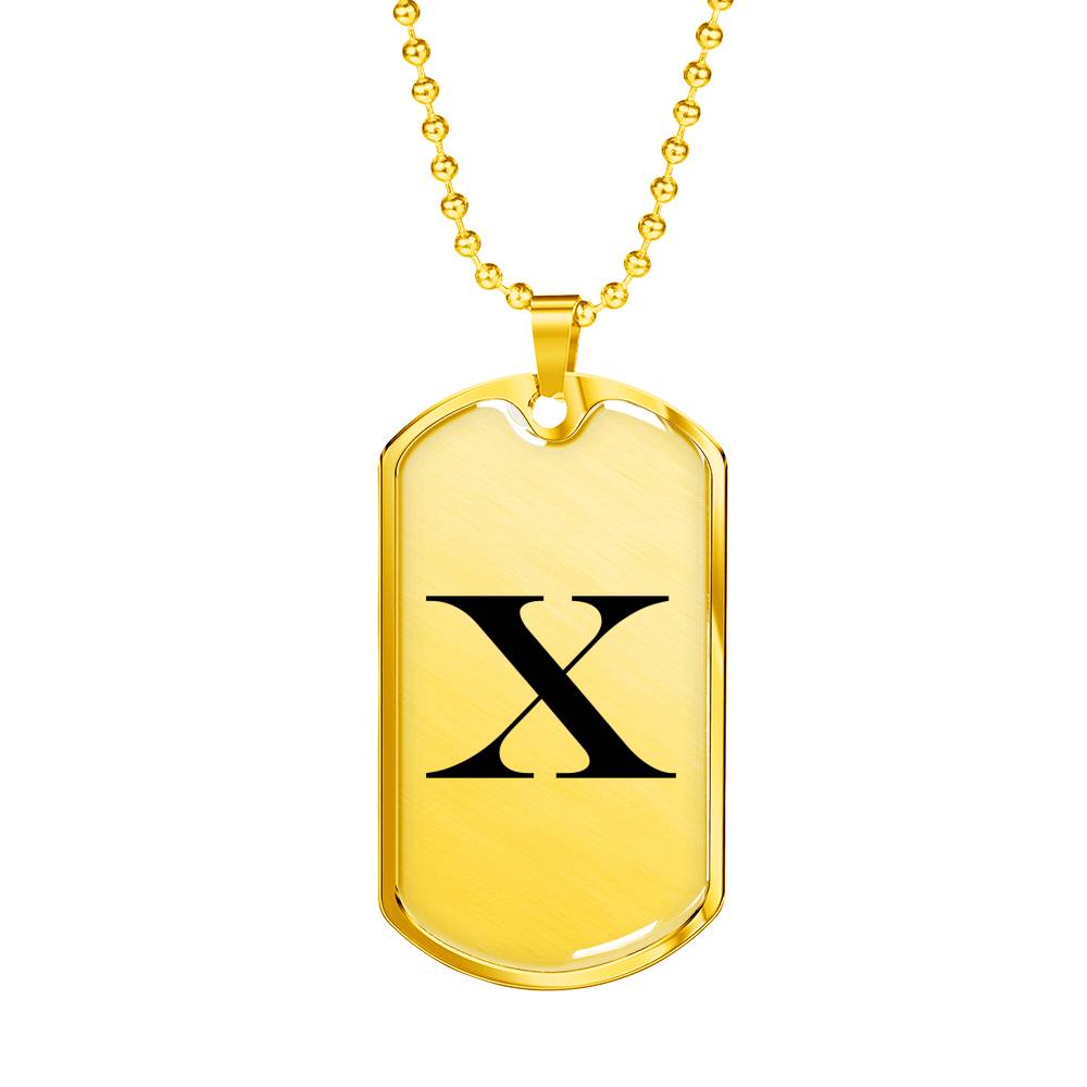 Initial X v1a - 18k Gold Finished Luxury Dog Tag Necklace