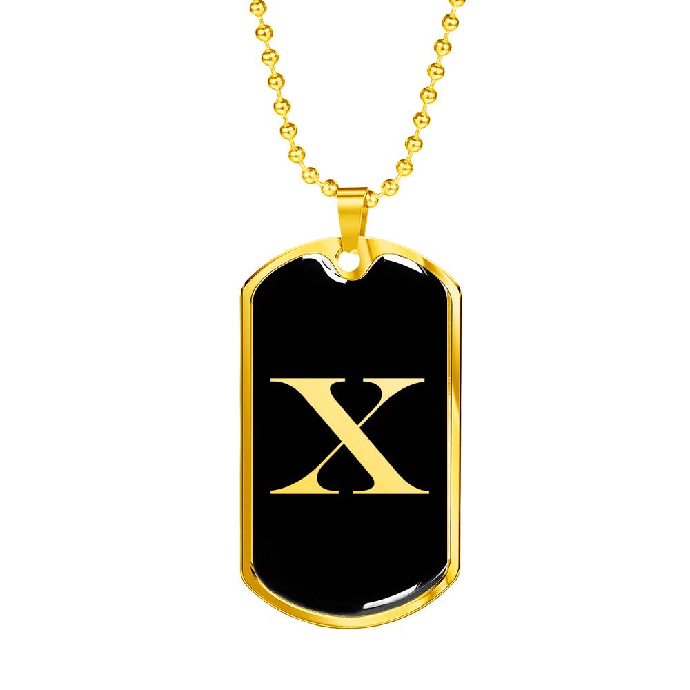 Initial X v2a - 18k Gold Finished Luxury Dog Tag Necklace