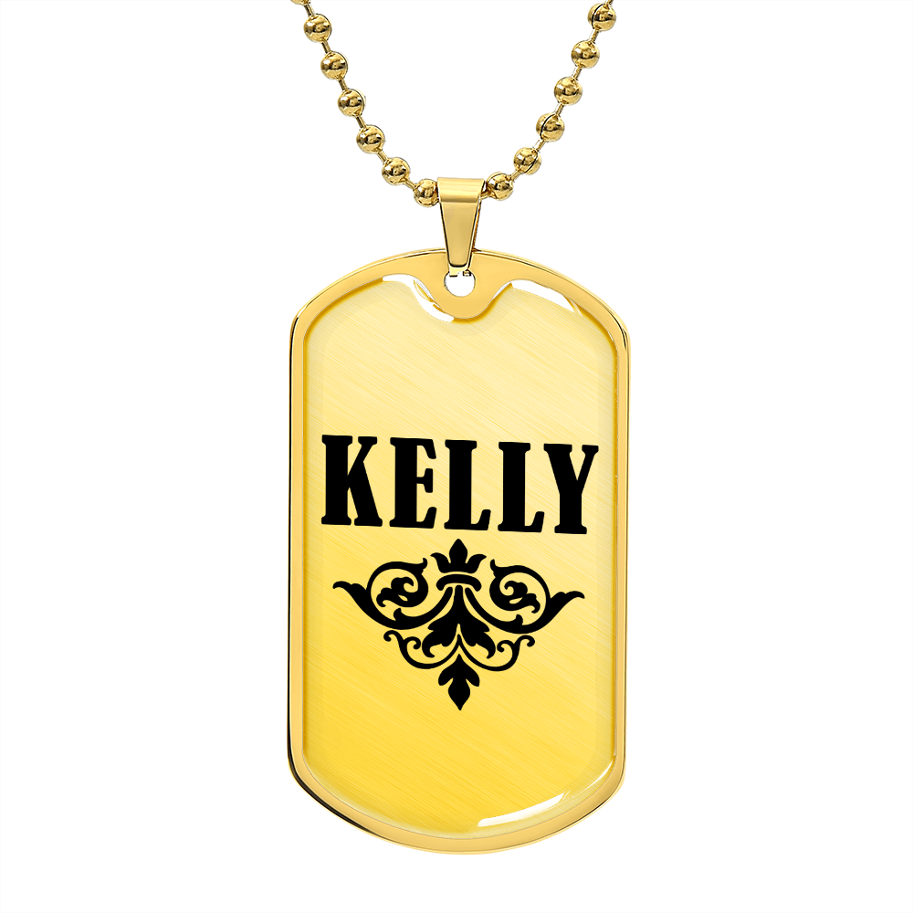 Kelly v01a - 18k Gold Finished Luxury Dog Tag Necklace