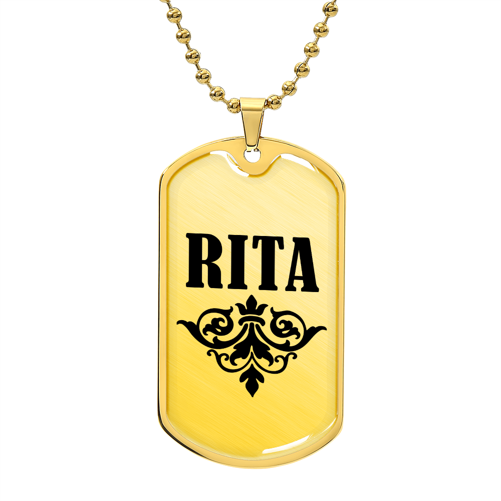 Rita v01a - 18k Gold Finished Luxury Dog Tag Necklace