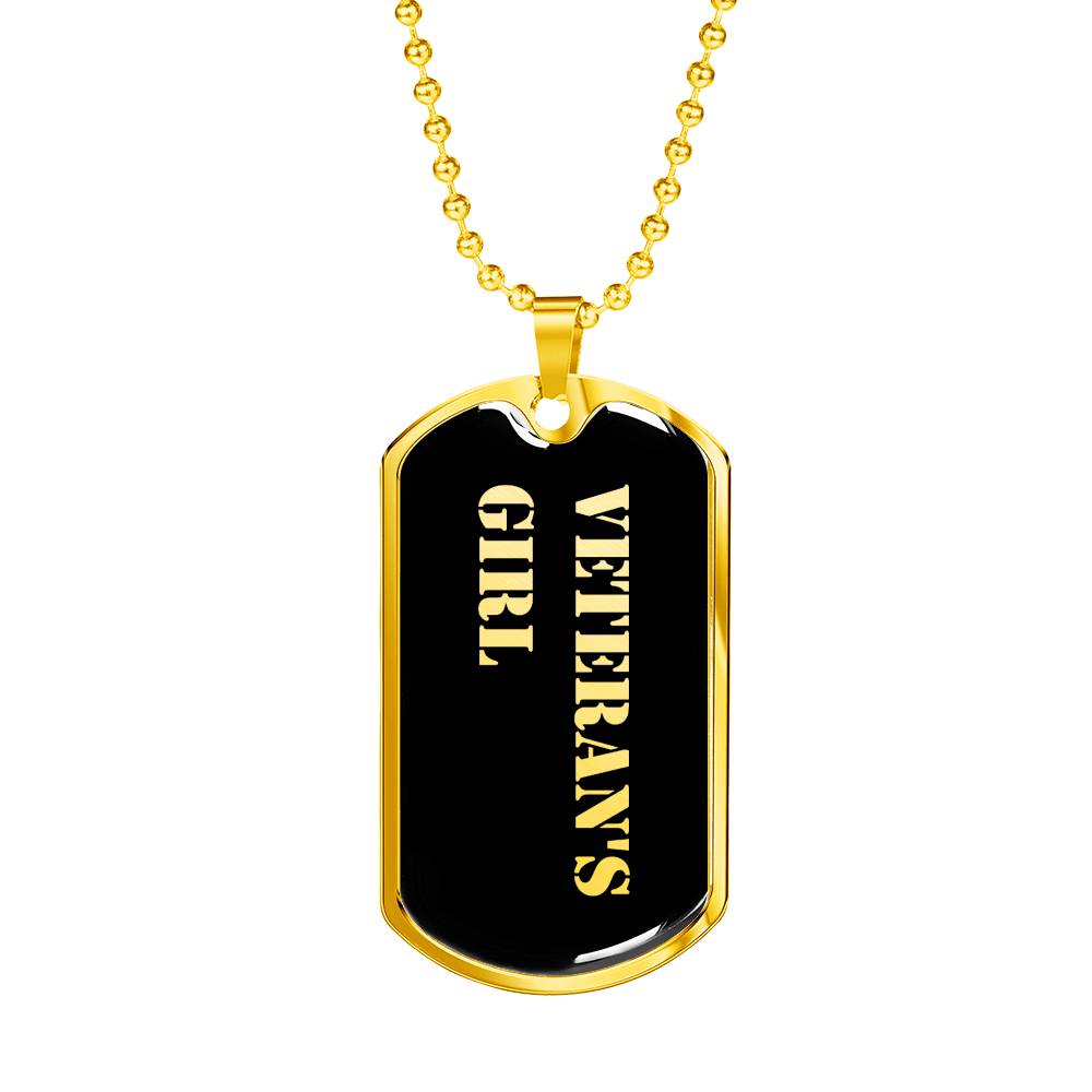 Veteran's Girl v2 - 18k Gold Finished Luxury Dog Tag Necklace