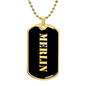 Merlin v2 - 18k Gold Finished Luxury Dog Tag Necklace