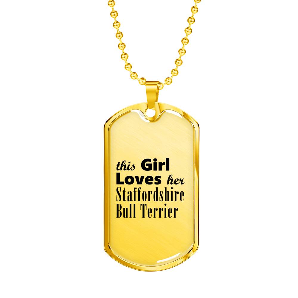 Staffordshire Bull Terrier - 18k Gold Finished Luxury Dog Tag Necklace