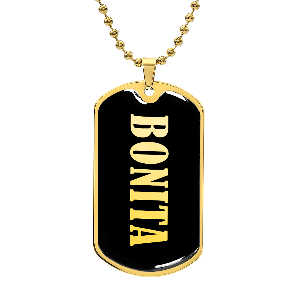 Bonita v02 - 18k Gold Finished Luxury Dog Tag Necklace
