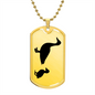 Mama Duck With 1 Duckling - 18k Gold Finished Luxury Dog Tag Necklace