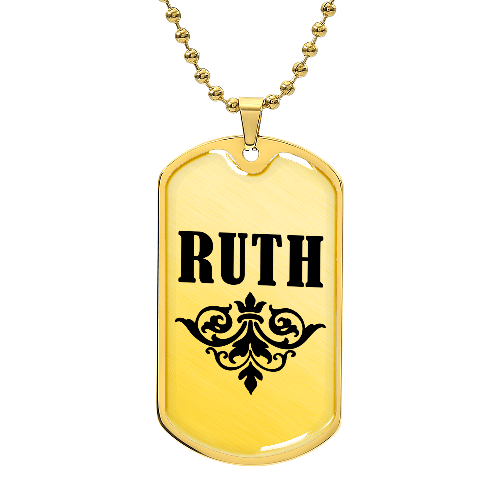 Ruth v01a - 18k Gold Finished Luxury Dog Tag Necklace