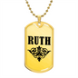 Ruth v01a - 18k Gold Finished Luxury Dog Tag Necklace
