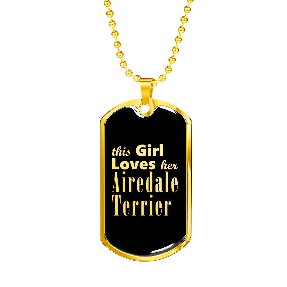 Airedale Terrier v2 - 18k Gold Finished Luxury Dog Tag Necklace
