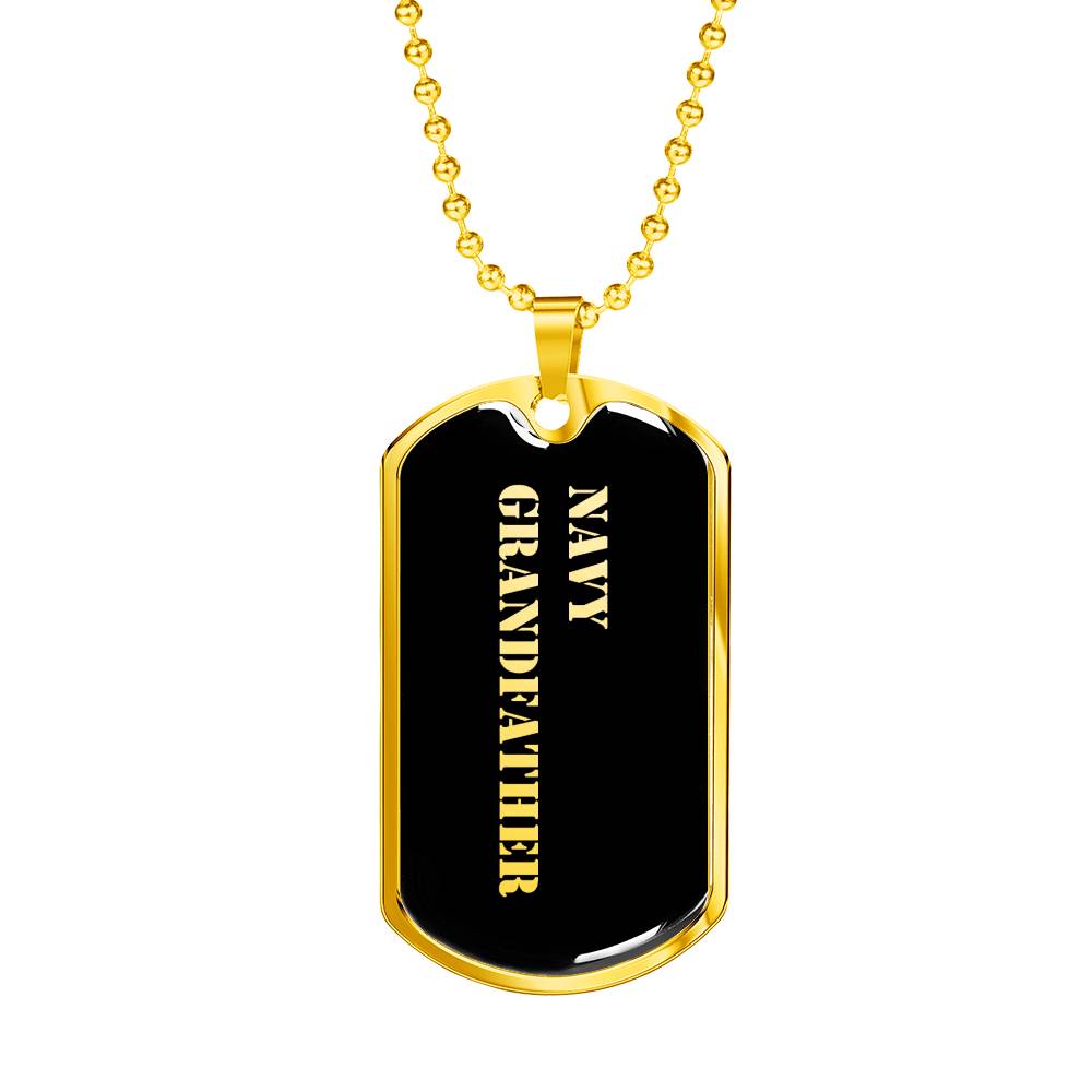 Navy Grandfather v2 - 18k Gold Finished Luxury Dog Tag Necklace