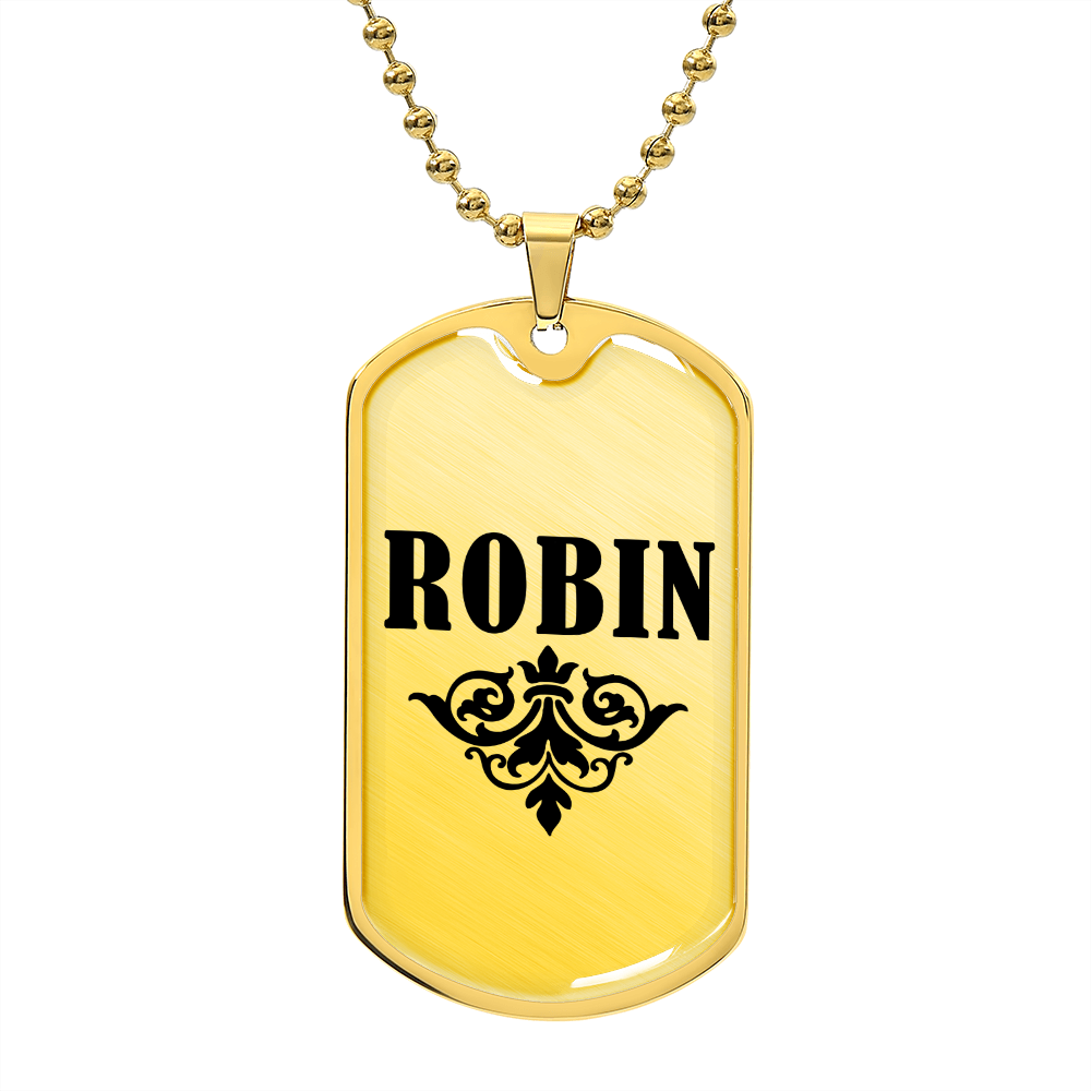 Robin v01a - 18k Gold Finished Luxury Dog Tag Necklace