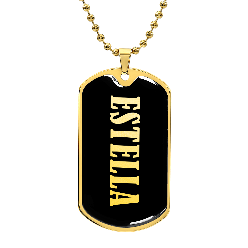 Estella v02 - 18k Gold Finished Luxury Dog Tag Necklace