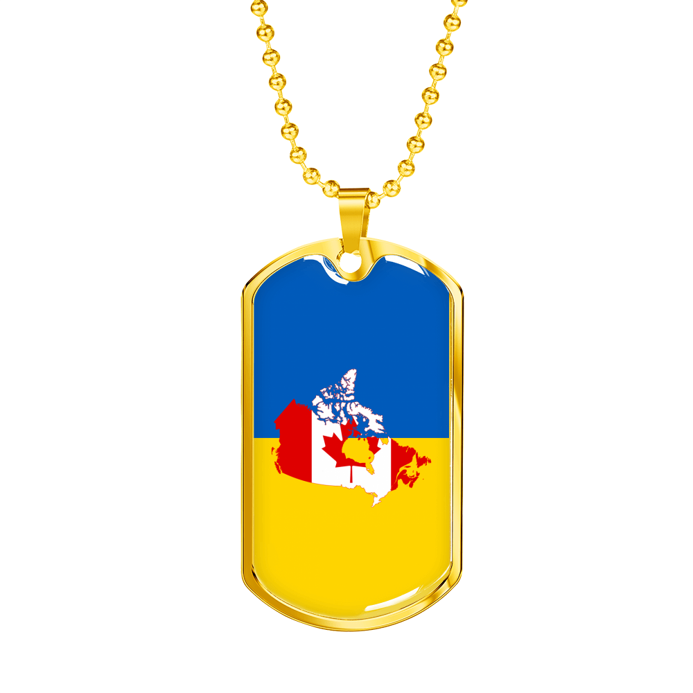 Ukrainian-Canadian - 18k Gold Finished Luxury Dog Tag Necklace