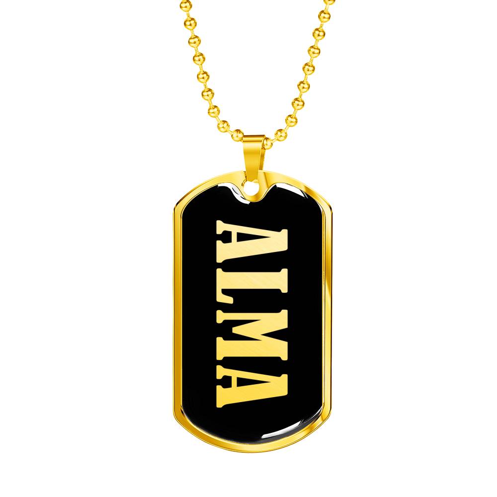 Alma v02 - 18k Gold Finished Luxury Dog Tag Necklace