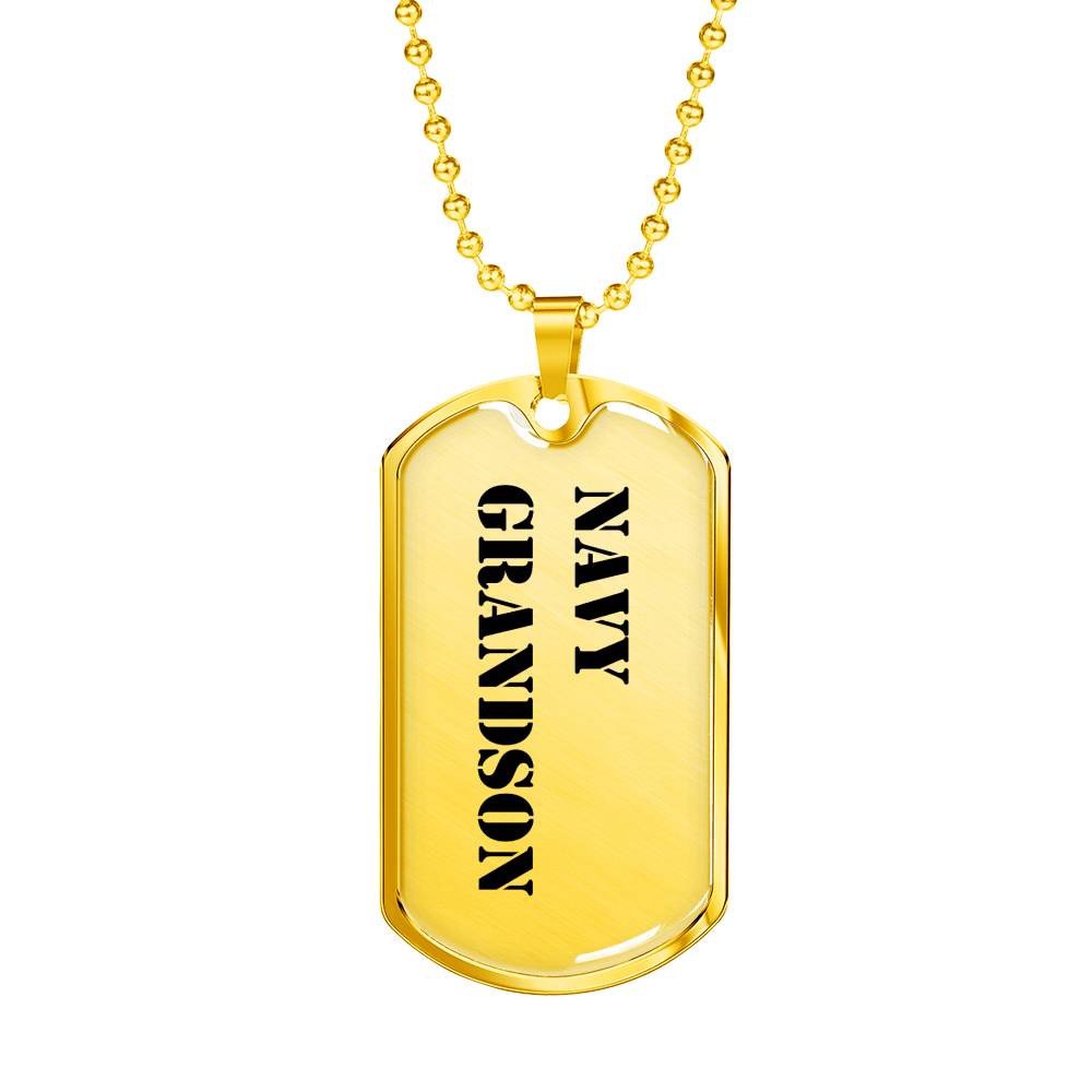 Navy Grandson - 18k Gold Finished Luxury Dog Tag Necklace