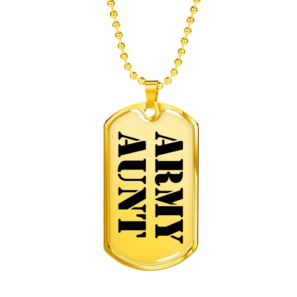 Army Aunt - 18k Gold Finished Luxury Dog Tag Necklace