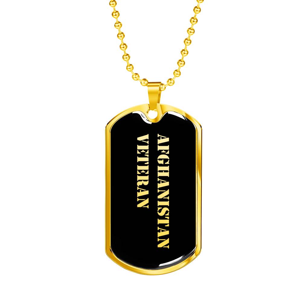 Afghanistan Veteran v2 - 18k Gold Finished Luxury Dog Tag Necklace