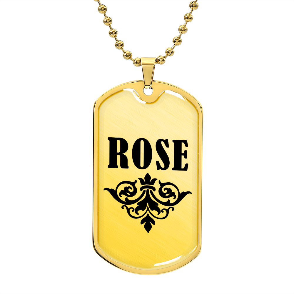 Rose v01a - 18k Gold Finished Luxury Dog Tag Necklace