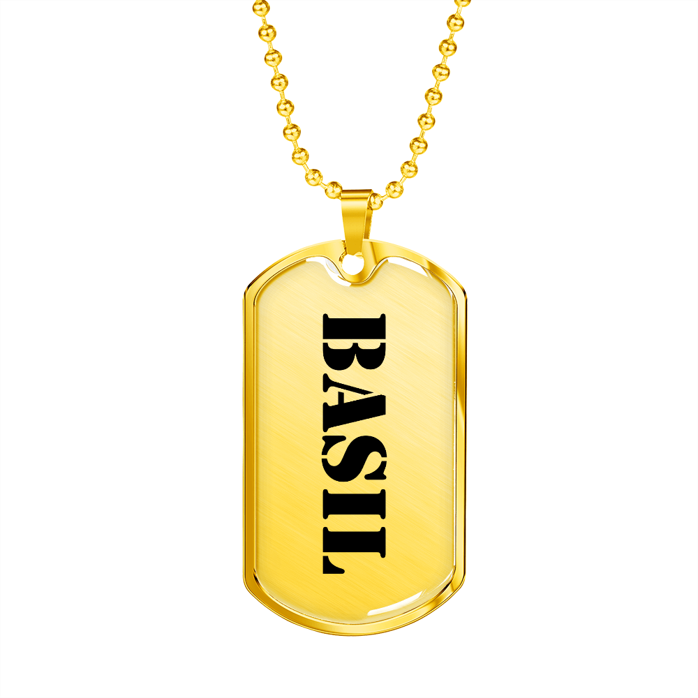 Basil - 18k Gold Finished Luxury Dog Tag Necklace
