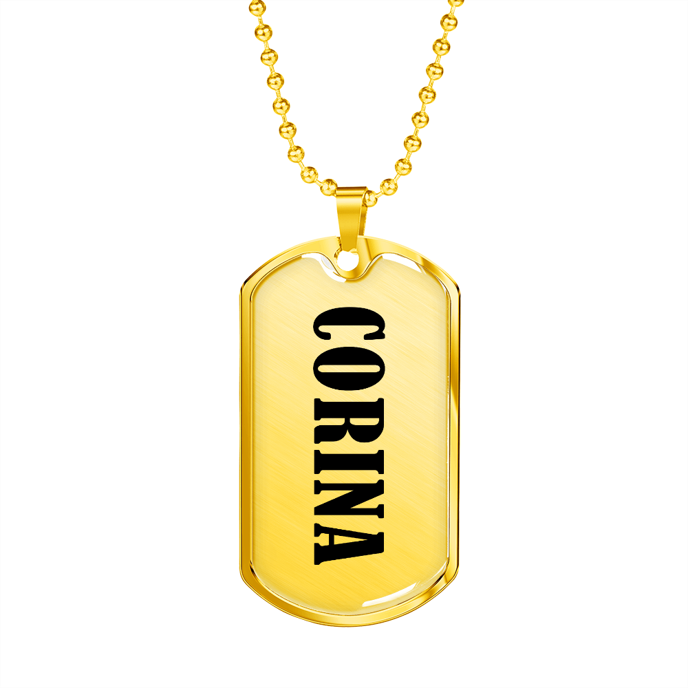 Corina v01 - 18k Gold Finished Luxury Dog Tag Necklace