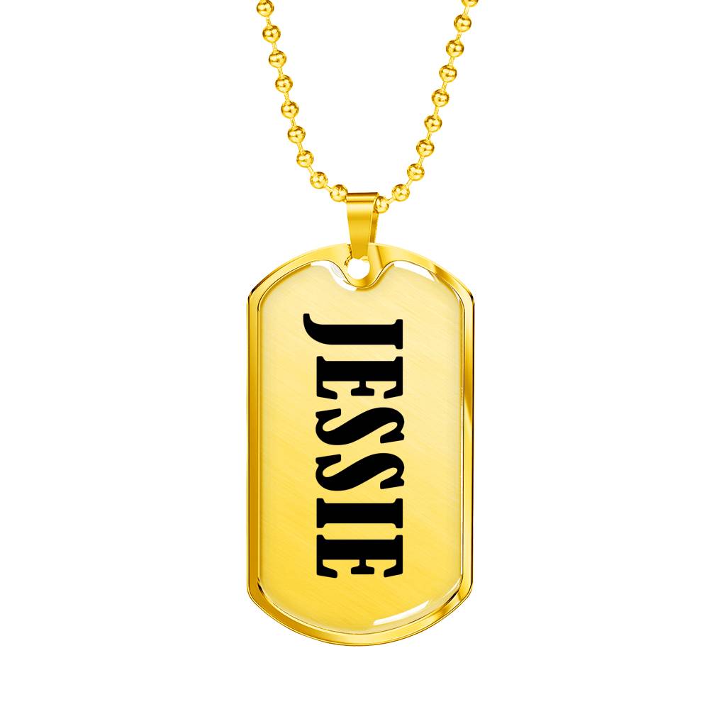 Jessie v01 - 18k Gold Finished Luxury Dog Tag Necklace