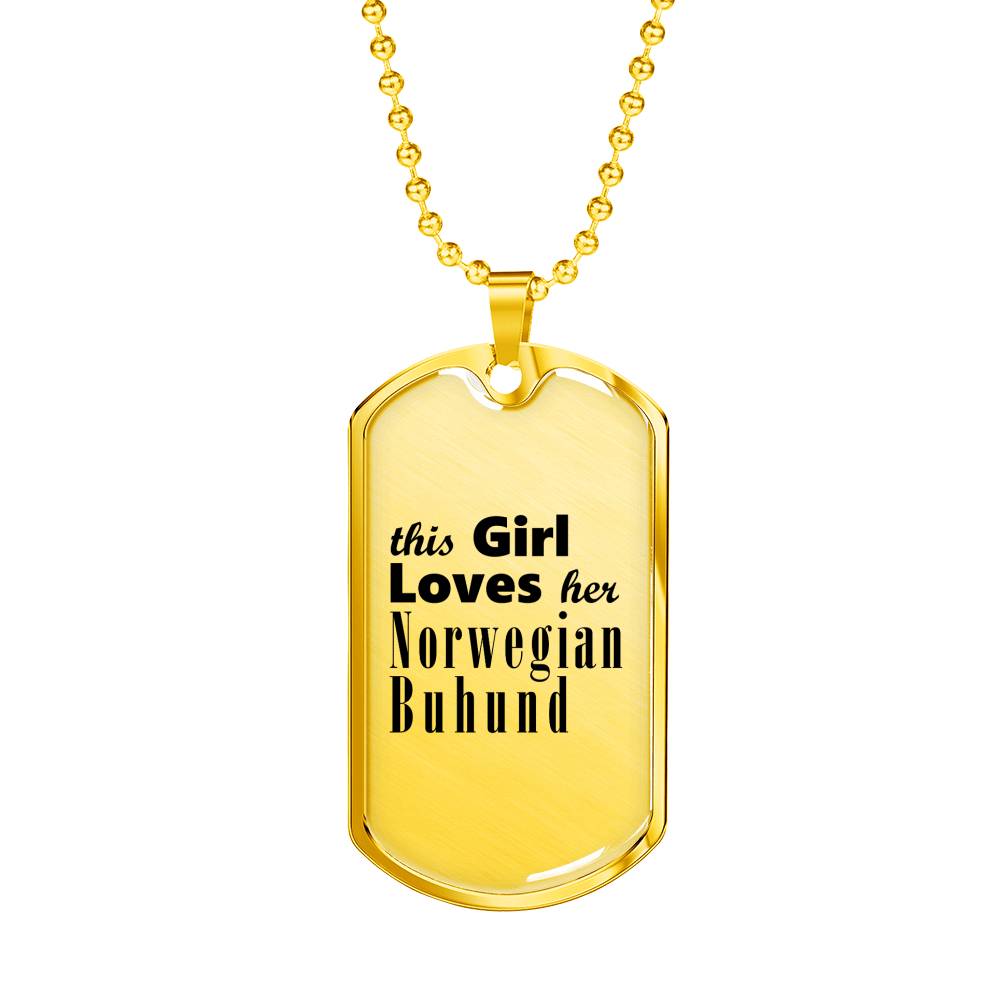 Norwegian Buhund - 18k Gold Finished Luxury Dog Tag Necklace