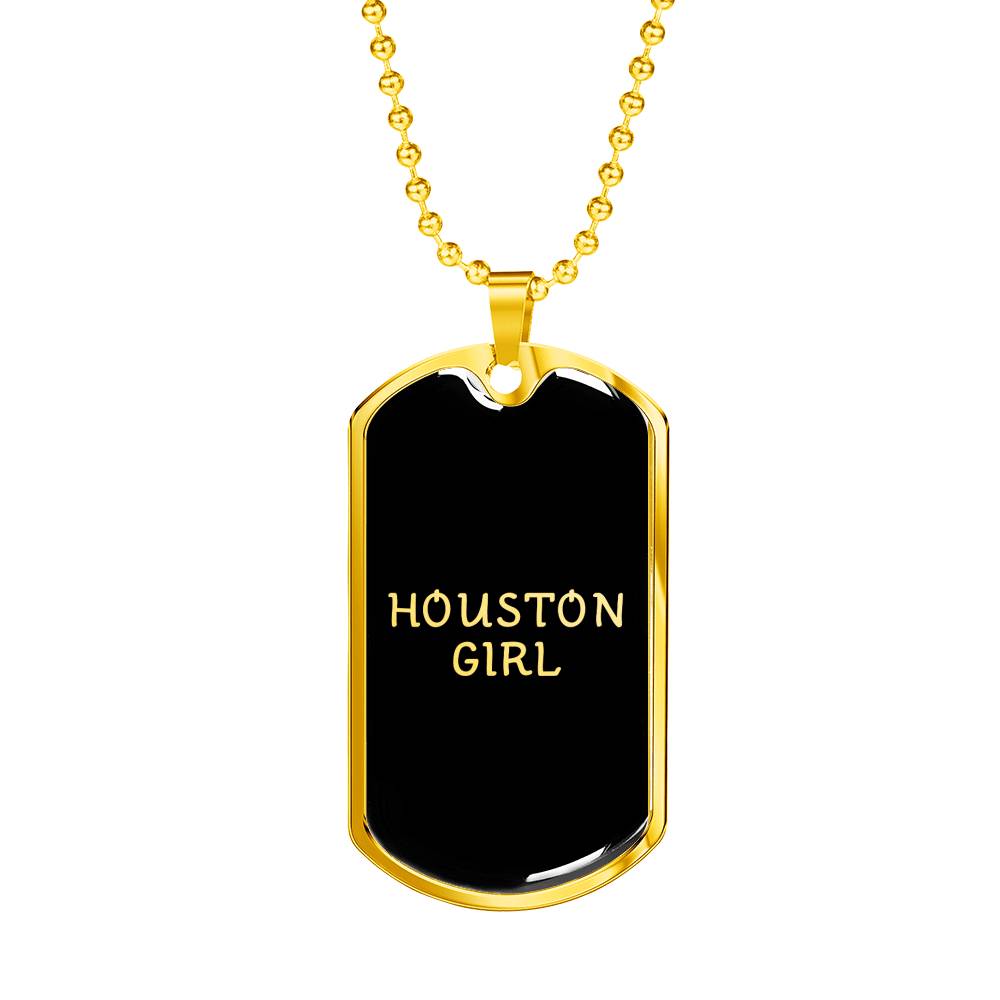 Houston Girl v2 - 18k Gold Finished Luxury Dog Tag Necklace