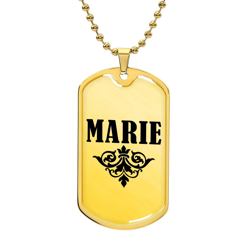 Marie v01a - 18k Gold Finished Luxury Dog Tag Necklace