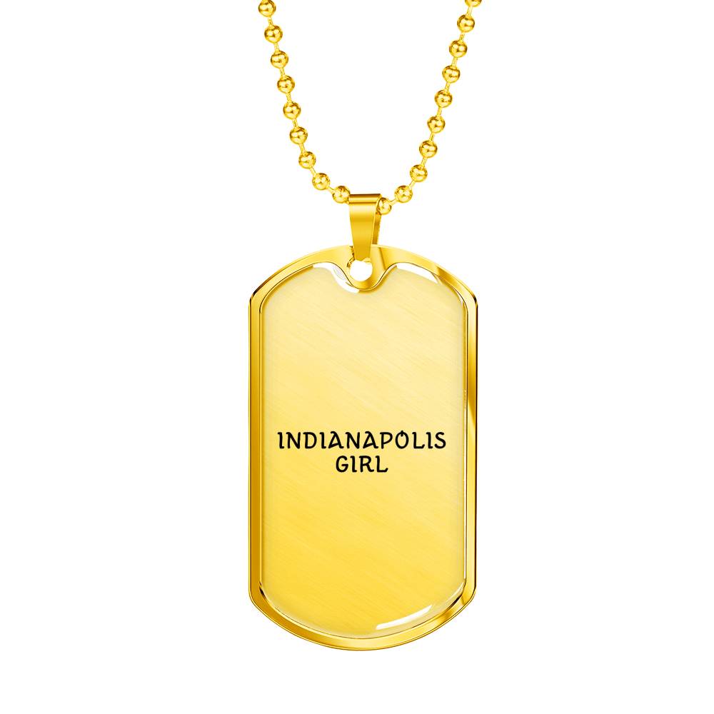 Indianapolis Girl - 18k Gold Finished Luxury Dog Tag Necklace