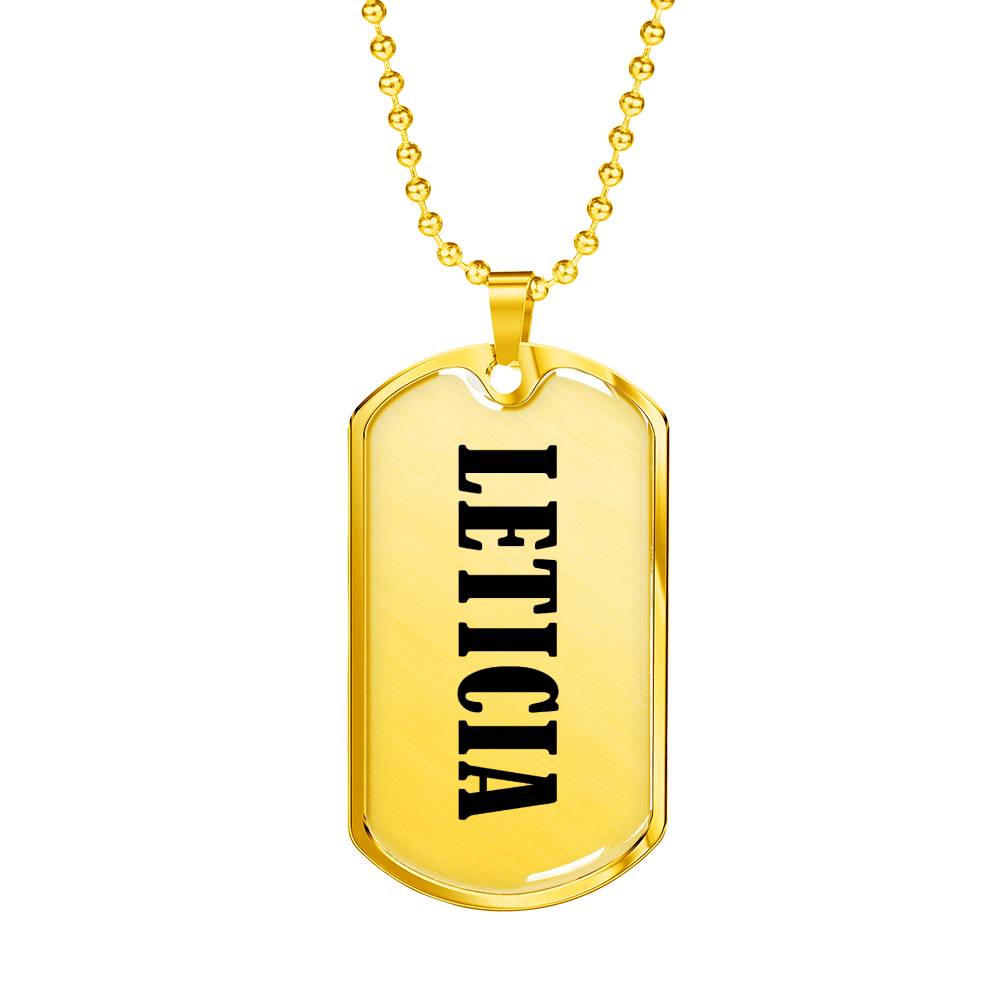 Leticia v01 - 18k Gold Finished Luxury Dog Tag Necklace