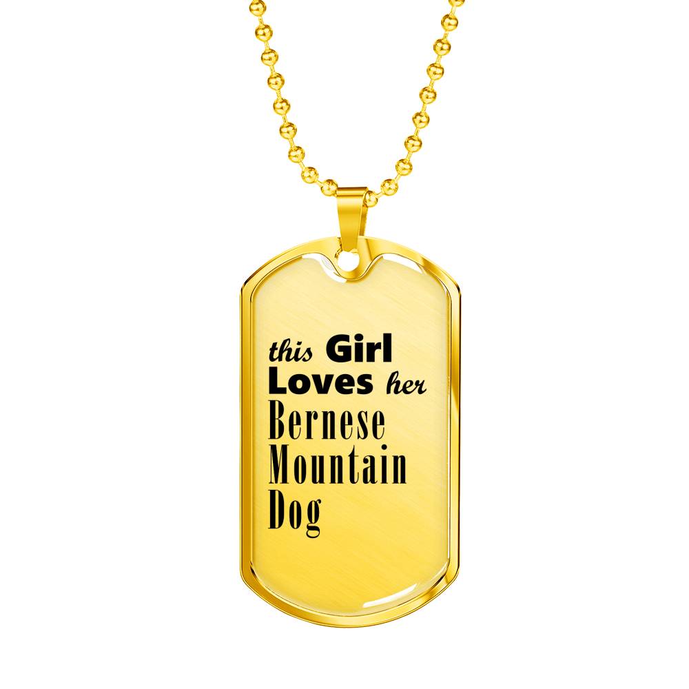 Bernese Mountain Dog - 18k Gold Finished Luxury Dog Tag Necklace