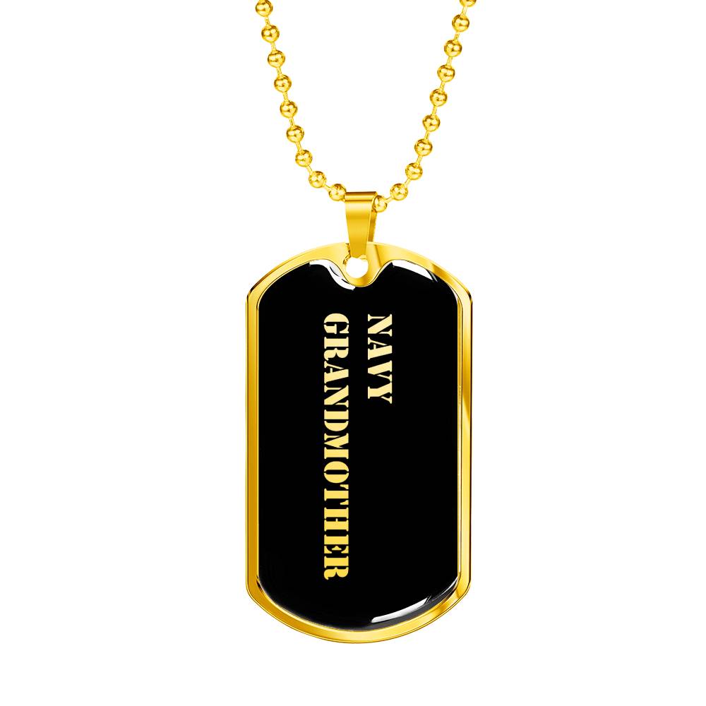 Navy Grandmother v2 - 18k Gold Finished Luxury Dog Tag Necklace