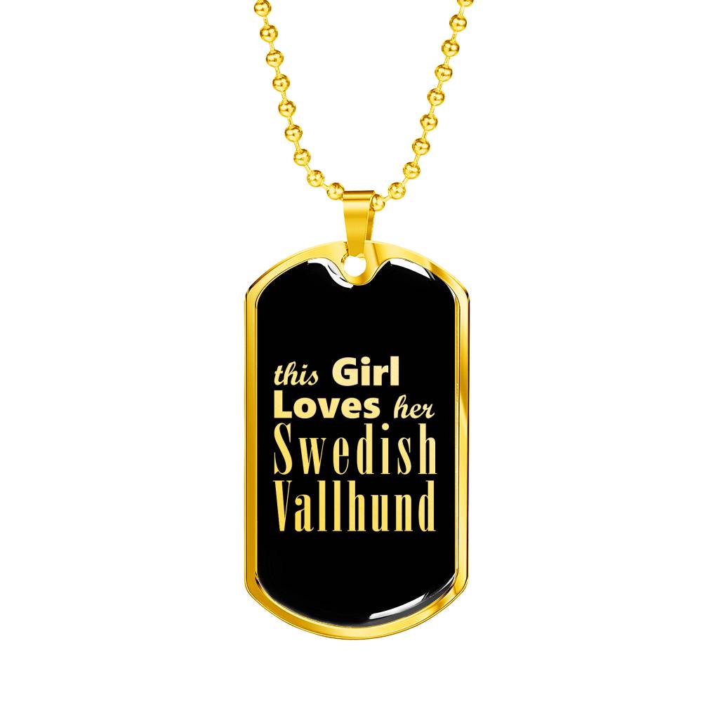 Swedish Vallhund v2 - 18k Gold Finished Luxury Dog Tag Necklace