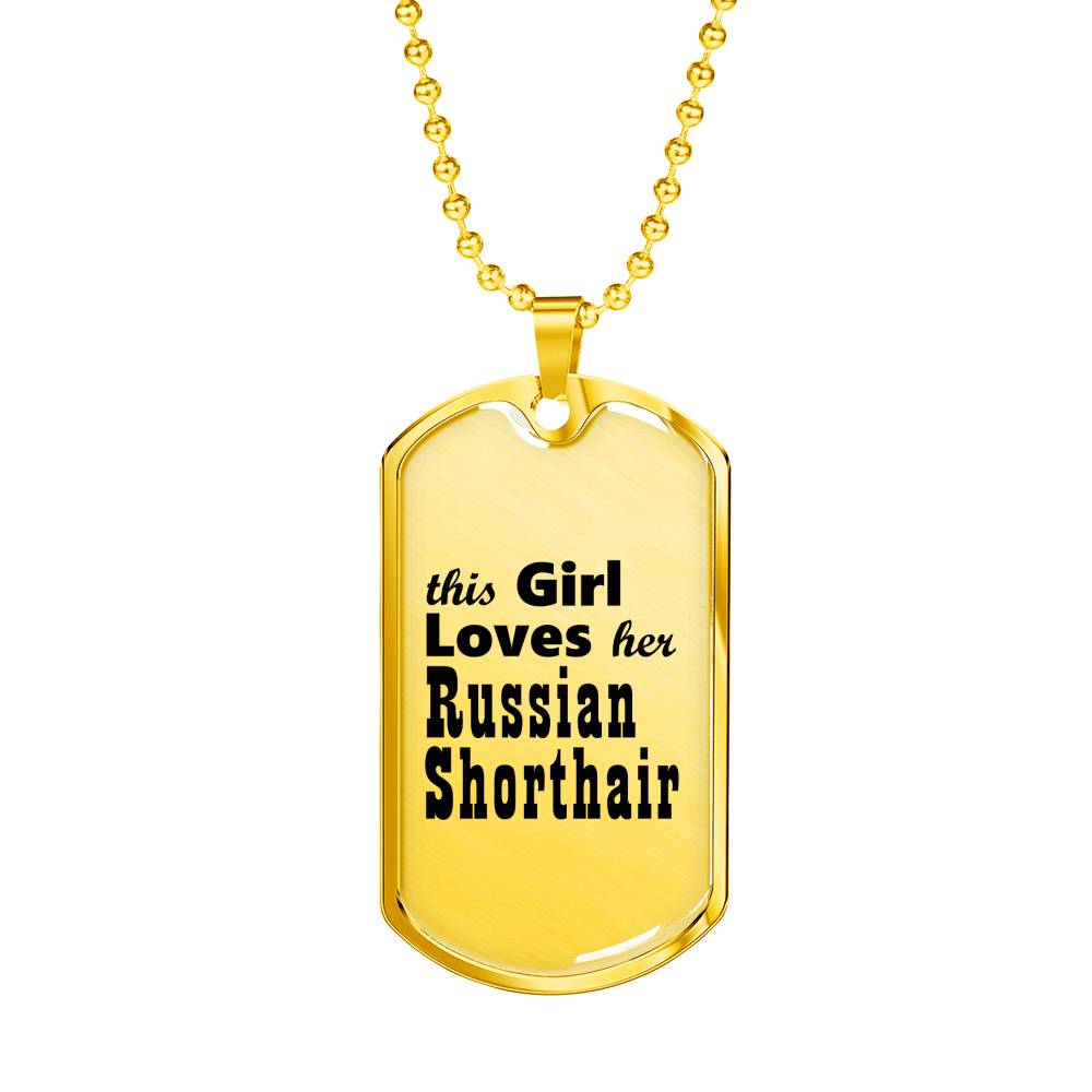 Russian Shorthair - 18k Gold Finished Luxury Dog Tag Necklace
