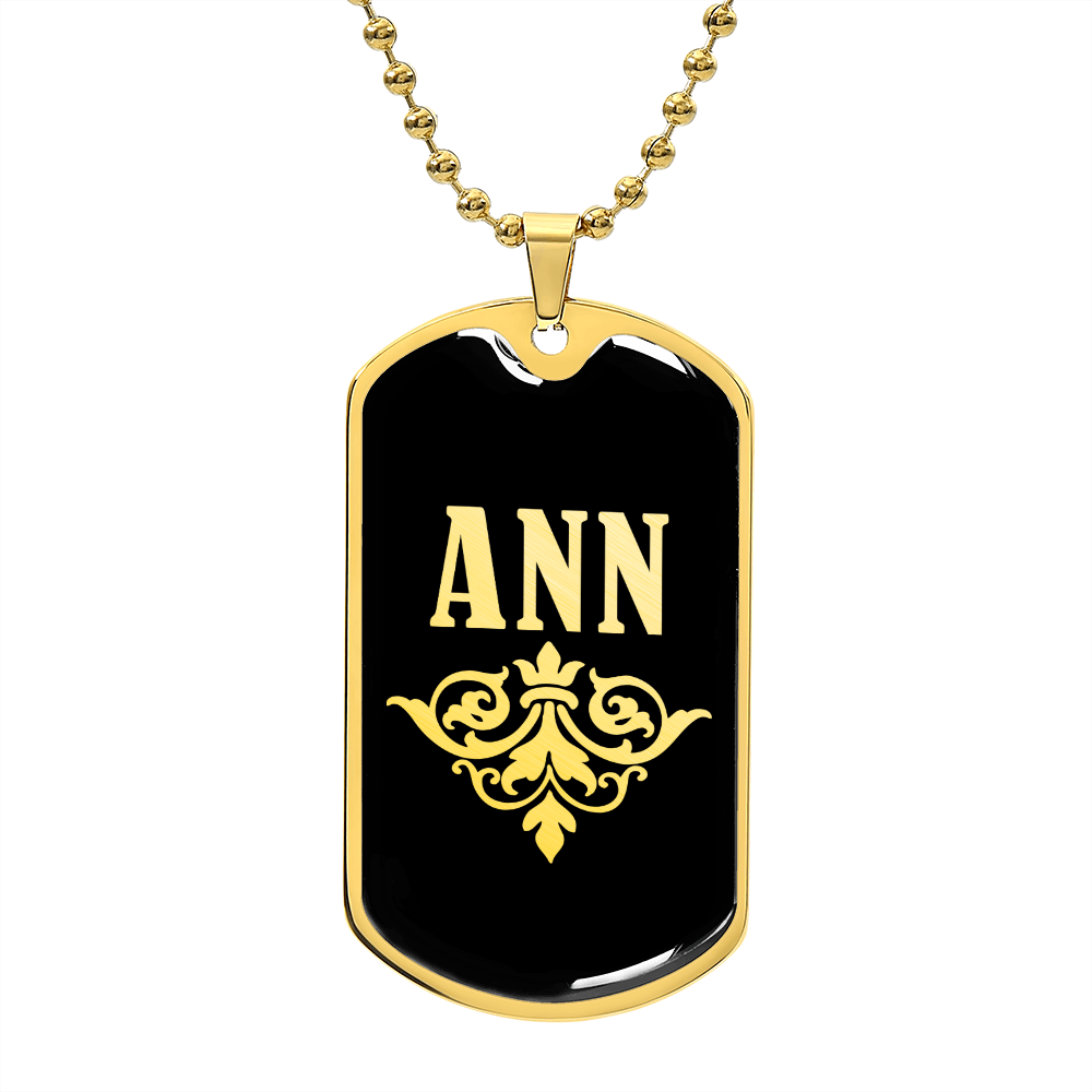 Ann v02a - 18k Gold Finished Luxury Dog Tag Necklace
